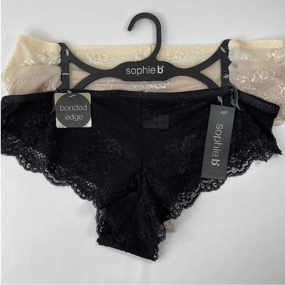 Sophie B 3 Pack Floral Lace Bonded Edge Thongs Underwear Panties XL NEW - Picture 1 of 10
